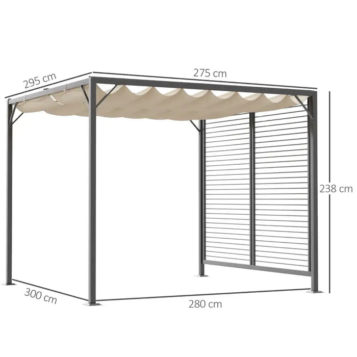 Retractable Pergola 3x2.8m – Beige Canopy with Dark Grey Frame | Adjustable PU-Coated Roof OUTSUNNY - Little and Giant Explorers Outsunny