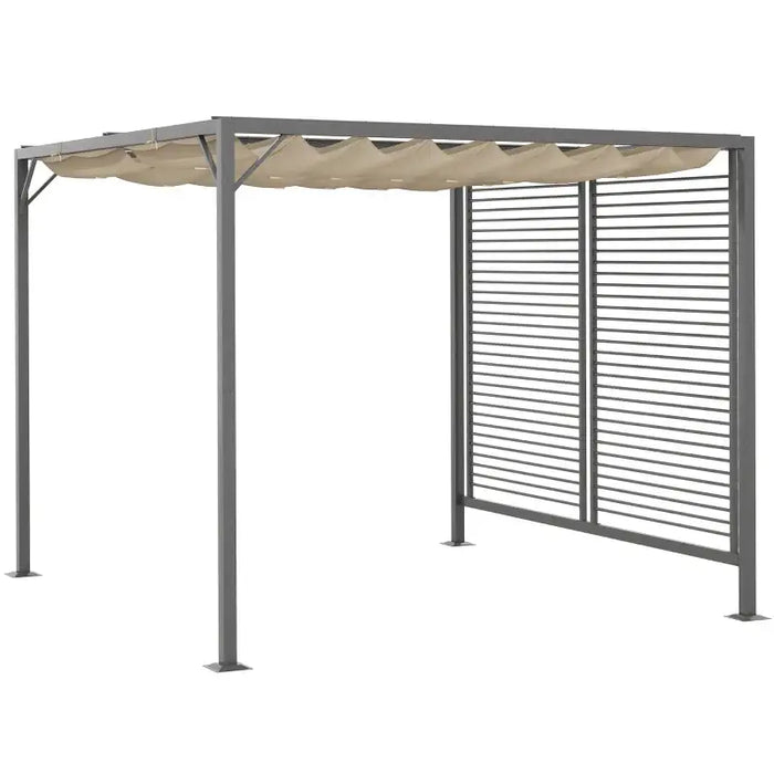 Retractable Pergola 3x2.8m – Beige Canopy with Dark Grey Frame | Adjustable PU-Coated Roof OUTSUNNY - Little and Giant Explorers Outsunny