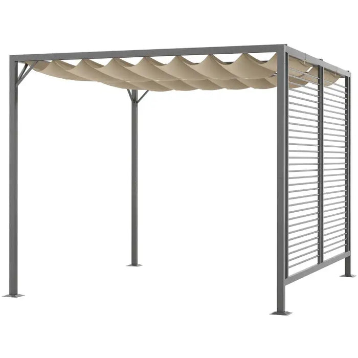 Retractable Pergola 3x2.8m – Beige Canopy with Dark Grey Frame | Adjustable PU-Coated Roof OUTSUNNY - Little and Giant Explorers Outsunny