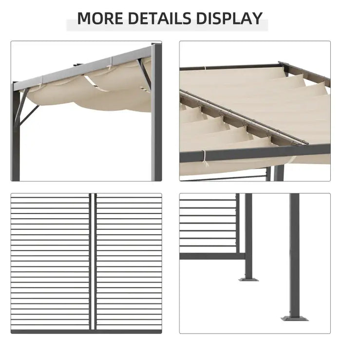 Retractable Pergola 3x2.8m – Beige Canopy with Dark Grey Frame | Adjustable PU-Coated Roof OUTSUNNY - Little and Giant Explorers Outsunny