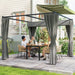 Retractable Roof Pergola 3x3m – Light Grey | Metal Frame with Curtains OUTSUNNY - Little and Giant Explorers Outsunny