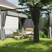 Retractable Roof Pergola 3x3m – Light Grey | Metal Frame with Curtains OUTSUNNY - Little and Giant Explorers Outsunny
