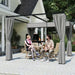 Retractable Roof Pergola 3x3m – Light Grey | Metal Frame with Curtains OUTSUNNY - Little and Giant Explorers Outsunny