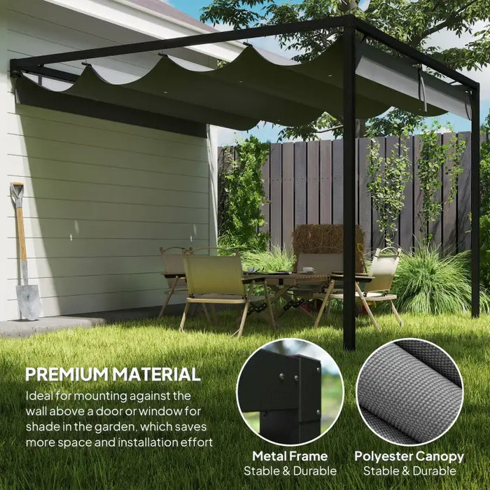 Retractable Wall-Mounted Pergola 3x3m – Grey | UV-Resistant Adjustable Canopy OUTSUNNY - Little and Giant Explorers Outsunny