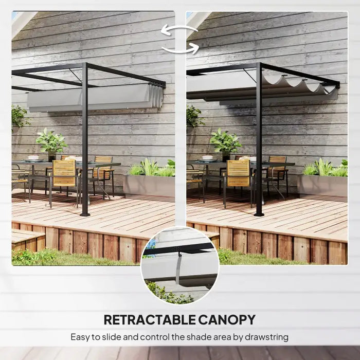 Retractable Wall-Mounted Pergola 3x3m – Grey | UV-Resistant Adjustable Canopy OUTSUNNY - Little and Giant Explorers Outsunny