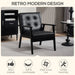 Black retro modern chair in a room setting with text 'Retro Modern Design'.