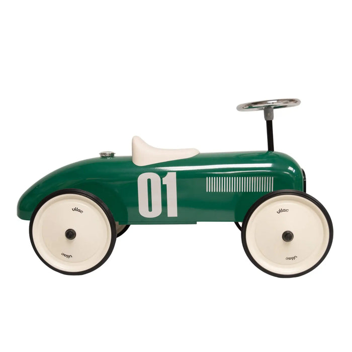 Retro Metal Ride-On Car – British Racing Green | Classic Steel Toddler Racing Car VILAC - Little and Giant Explorers