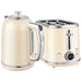 Cream-colored kettle and toaster set on a white background