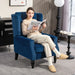 Retro Velvet Wingback Chair – Blue | Wooden Frame and Pocket Springs HOMCOM - Little and Giant Explorers