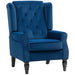 Retro Velvet Wingback Chair – Blue | Wooden Frame and Pocket Springs HOMCOM - Little and Giant Explorers