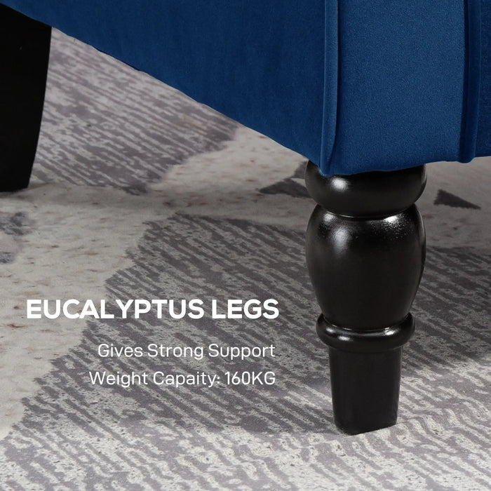 Retro Velvet Wingback Chair – Blue | Wooden Frame and Pocket Springs HOMCOM - Little and Giant Explorers