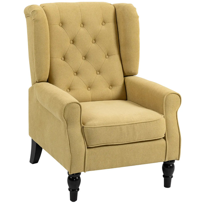 Retro Wingback Accent Chair – Yellow | Snow Flannel Upholstery with Wooden Frame HOMCOM - Little and Giant Explorers