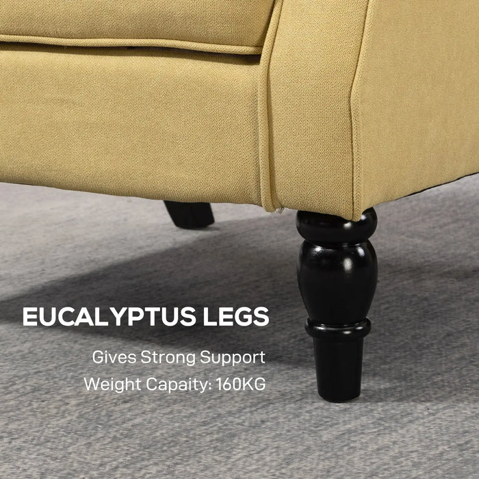 Retro Wingback Accent Chair – Yellow | Snow Flannel Upholstery with Wooden Frame HOMCOM - Little and Giant Explorers