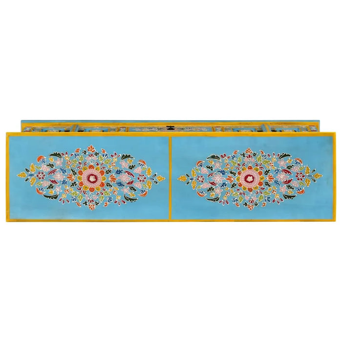 Retro Wooden TV Cabinet – Blue | Solid Mango Wood Media Unit with Hand-Painted Finish VIDAXL