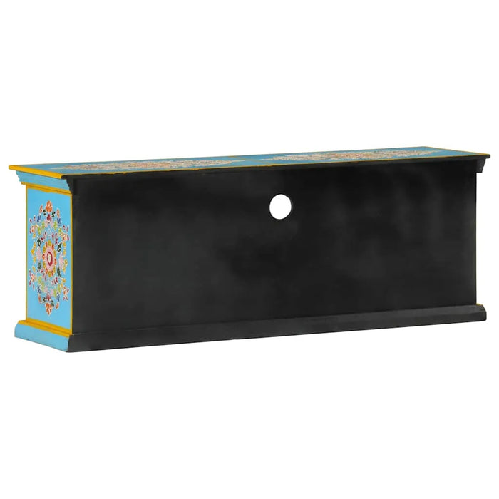 Retro Wooden TV Cabinet – Blue | Solid Mango Wood Media Unit with Hand-Painted Finish VIDAXL