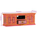Retro wooden TV cabinet with hand-painted floral designs, pink and mango wood media unit