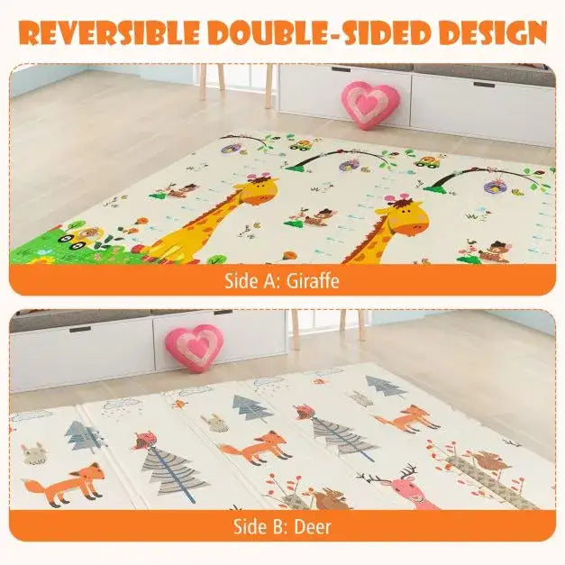 Extra Large Baby Floor Mat with Carry Bag - Deer/Giraffe Design (200 x 180cm) - Little and Giant Explorers Costway