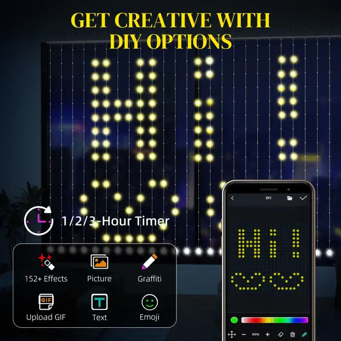 RGB Curtain Fairy Lights | 3x3m App-Controlled Hanging Lights with 400 LEDs HOMCOM - Little and Giant Explorers HOMCOM