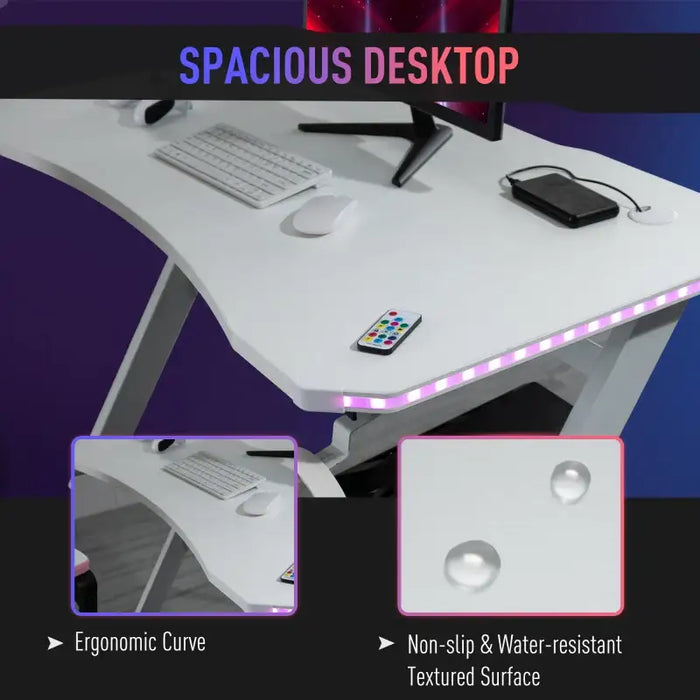 RGB Gaming Desk – 120cm Carbon Fibre Style Desktop | Steel Frame - LED Remote Control HOMCOM - Little and Giant Explorers HOMCOM