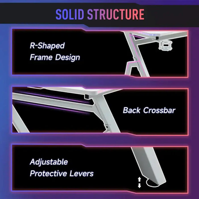 RGB Gaming Desk – 120cm Carbon Fibre Style Desktop | Steel Frame - LED Remote Control HOMCOM - Little and Giant Explorers HOMCOM