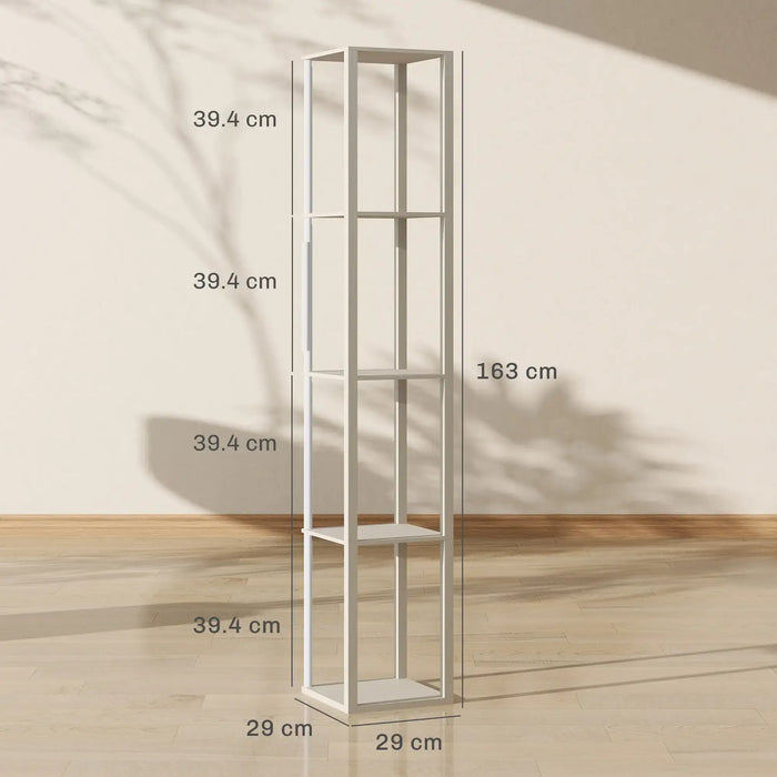 RGB LED Floor Lamp with Shelves Oak | Four-Tier Storage Integration - Little and Giant Explorers HOMCOM