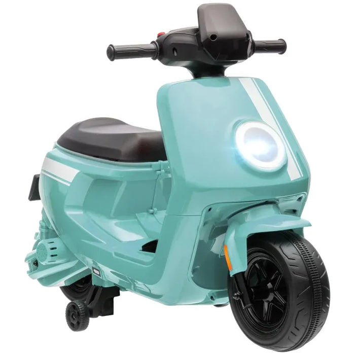 Ride On Kids Motorbike with Headlight, Music and Training Wheels in Green 6V - Little and Giant Explorers AIYAPLAY