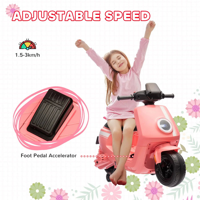 Ride On Kids Motorbike with Headlight, Music and Training Wheels in Pink 6V - Little and Giant Explorers AIYAPLAY