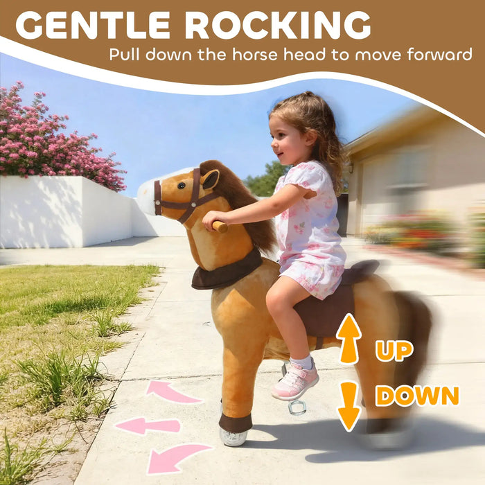 Ride-On Pony – Dark Brown Plush Horse | Motion-Powered Ride-On AIYAPLAY - Little and Giant Explorers