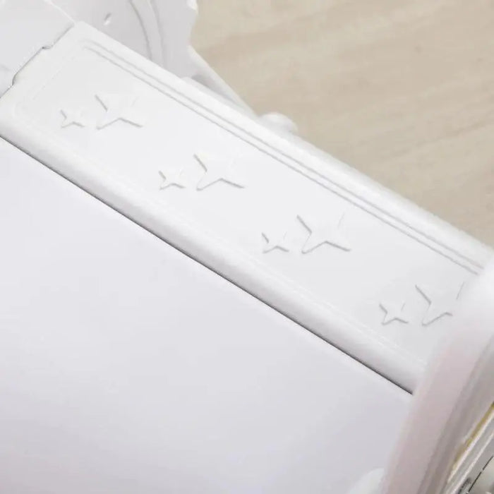 Grey toddler slide with embossed stars, non-slip steps, space-themed indoor playground