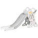 Grey rocket-themed toddler slide with non-slip steps, space design, white background