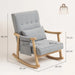 Rocking Armchair – Light Grey Cotton-Linen | 35° Rocking Base - Rubberwood Frame HOMCOM - Little and Giant Explorers
