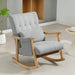 Rocking Armchair – Light Grey Cotton-Linen | 35° Rocking Base - Rubberwood Frame HOMCOM - Little and Giant Explorers