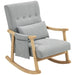 Rocking Armchair – Light Grey Cotton-Linen | 35° Rocking Base - Rubberwood Frame HOMCOM - Little and Giant Explorers