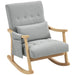 Rocking Armchair – Light Grey Cotton-Linen | 35° Rocking Base - Rubberwood Frame HOMCOM - Little and Giant Explorers