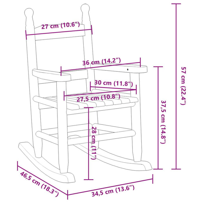 Rocking Chair for Children in Black and Solid Wood Poplar - Little and Giant Explorers vidaXL