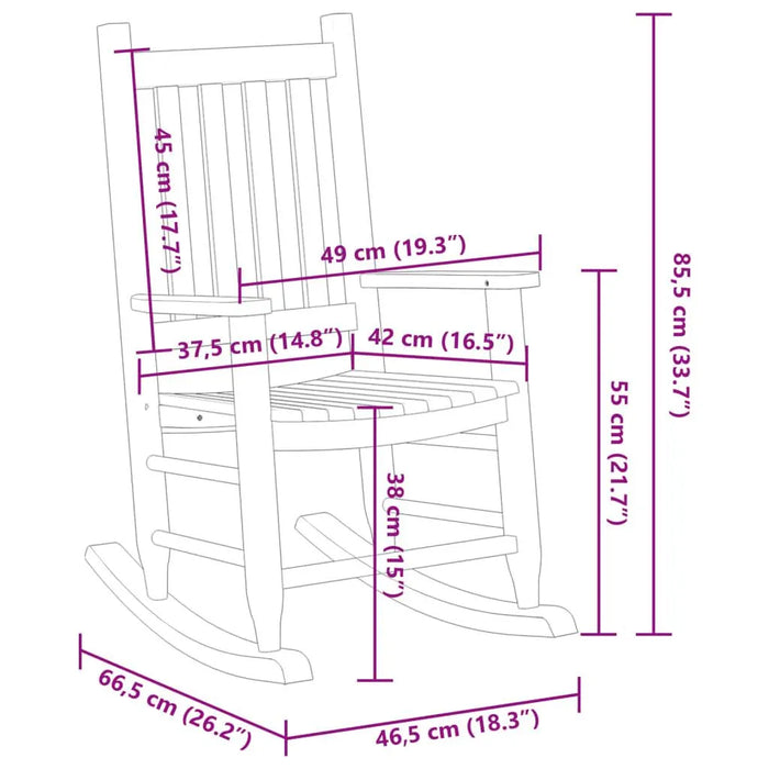 Rocking Chair for Children in Brown and Solid Wood Poplar - Little and Giant Explorers vidaXL