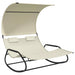 Rocking Double Sun Lounger with Canopy in Cream - Little and Giant Explorers vidaXL