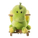 Green dinosaur plush rocking horse with wooden frame for kids