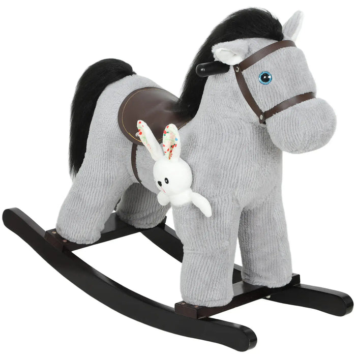 Rocking Horse – Grey Plush Ride-On Toy | Sounds and Bunny Companion AIYAPLAY - Little and Giant Explorers
