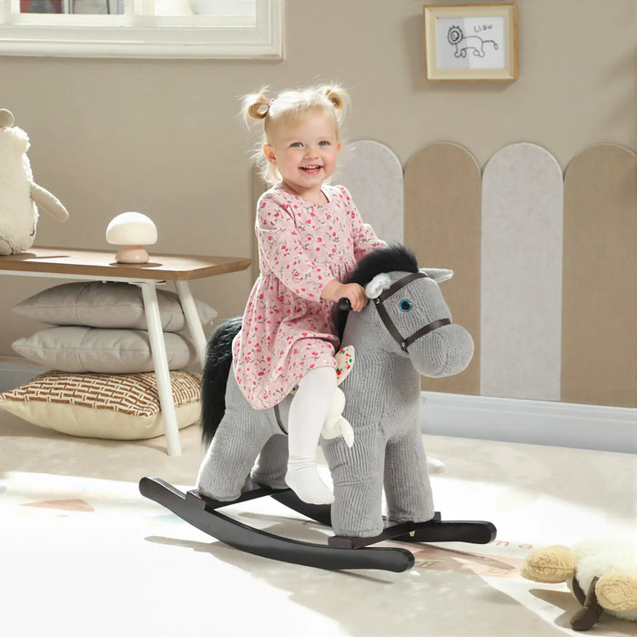 Rocking Horse – Grey Plush Ride-On Toy | Sounds and Bunny Companion AIYAPLAY - Little and Giant Explorers