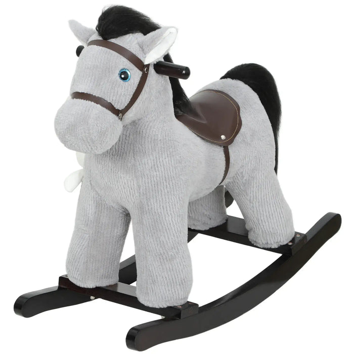 Rocking Horse – Grey Plush Ride-On Toy | Sounds and Bunny Companion AIYAPLAY - Little and Giant Explorers