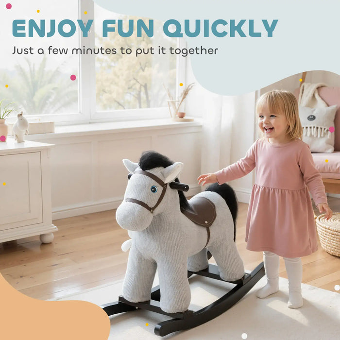 Rocking Horse – Grey Plush Ride-On Toy | Sounds and Bunny Companion AIYAPLAY - Little and Giant Explorers