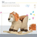 Brown plush lion rocking horse for kids with music function and safety seat