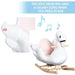 Pink and white swan rocking horse with lullaby music and wooden base for kids