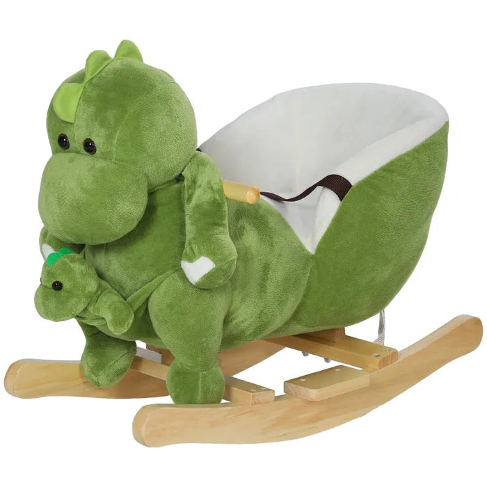 Rocking Ride-On Dinosaur with a Dino Hand Puppet, Safety Belt and 32 Songs - Little and Giant Explorers AIYAPLAY