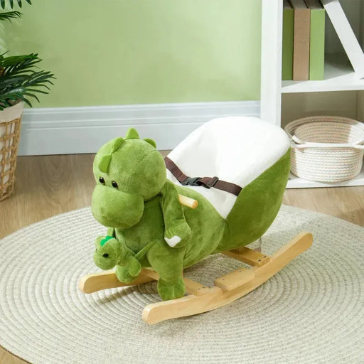 Rocking Ride-On Dinosaur with a Dino Hand Puppet, Safety Belt and 32 Songs - Little and Giant Explorers AIYAPLAY