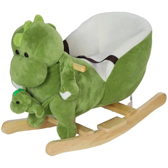 Rocking Ride-On Dinosaur with a Dino Hand Puppet, Safety Belt and 32 Songs - Little and Giant Explorers AIYAPLAY