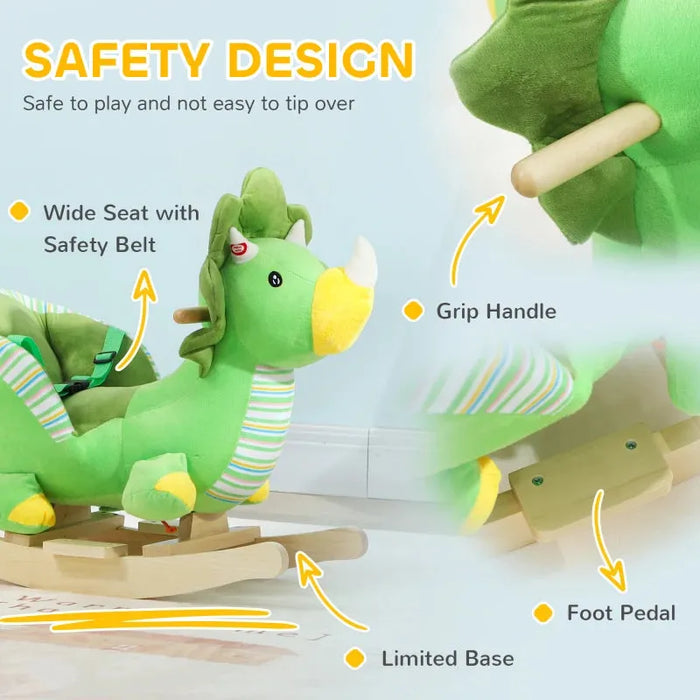 Rocking Ride-On Dinosaur with Sounds and Safety Belt - Little and Giant Explorers AIYAPLAY