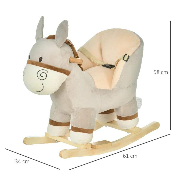 Rocking Ride-On Donkey Seat with Realistic Sounds and Seat Belt - Little and Giant Explorers HOMCOM