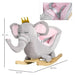 Rocking Ride-On Elephant with Safety Belt and Animal Sounds - Little and Giant Explorers HOMCOM